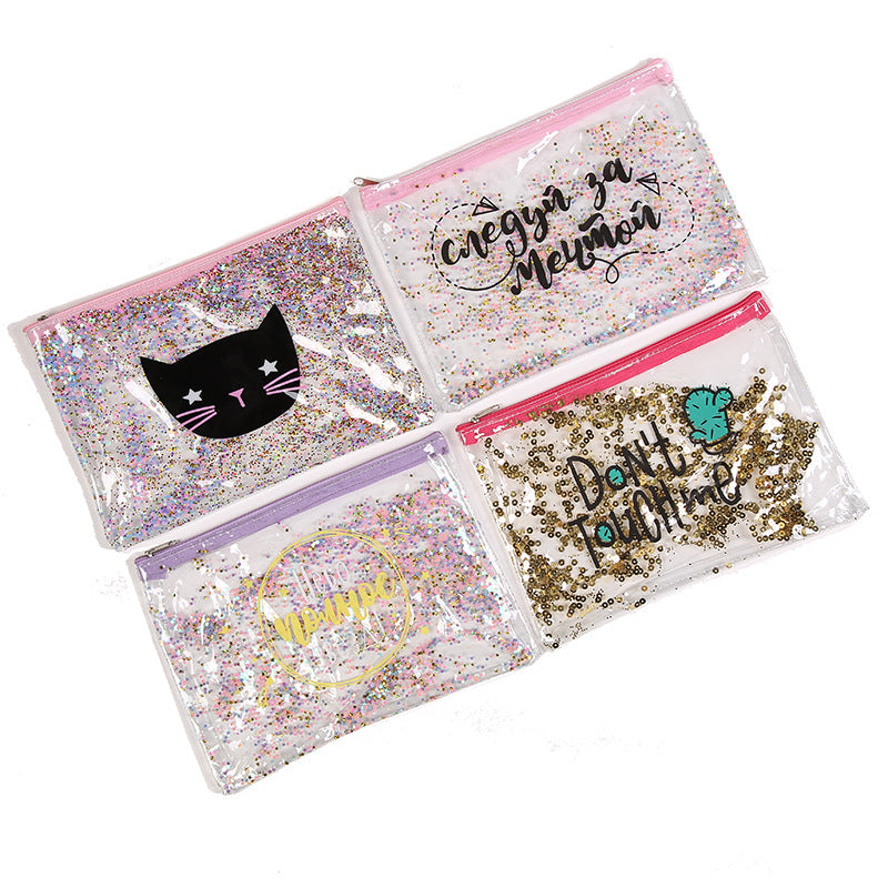 Wholesale PVC Quicksand Laser Pencil Case